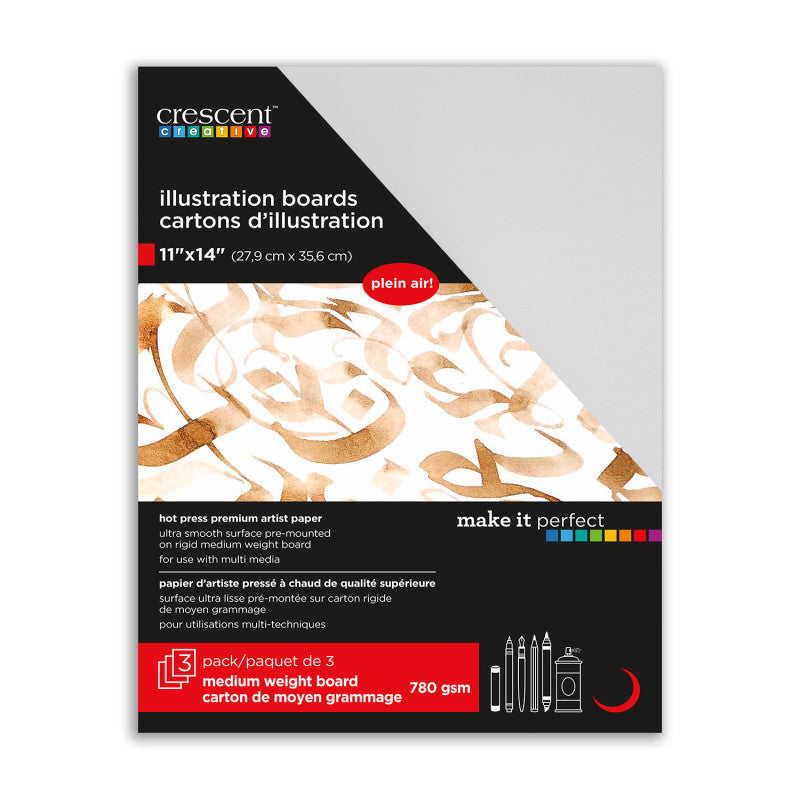Hot Press Illustration Board, 11 x 14 in, White, 3-Pack