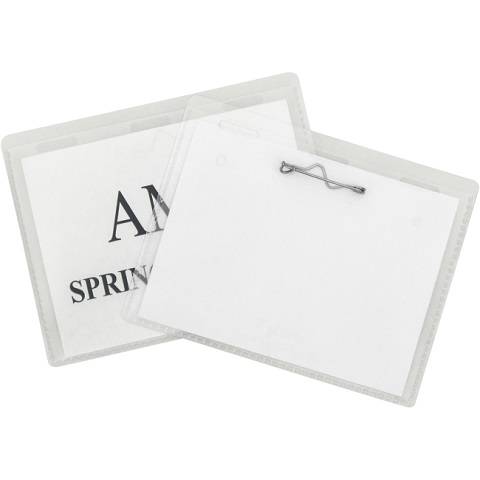 Pin Style Name Badge Holder Kit - 3" X 4" - Vinyl - 100 / Box - Clear