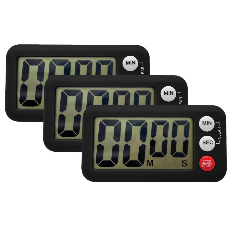 Magnetic Digital Classroom Timer, Black, Pack of 3