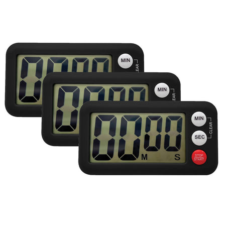 Magnetic Digital Classroom Timer, Black, Pack of 3
