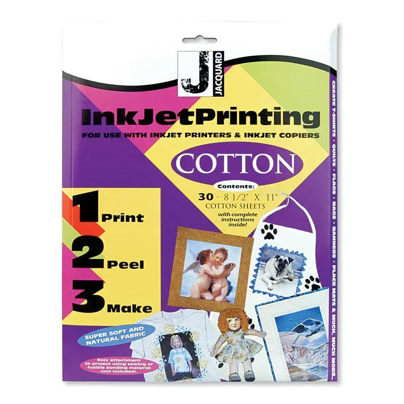 Cotton Inkjet Printable Fabric Sheets, 8.5" x 11", Pack of 30