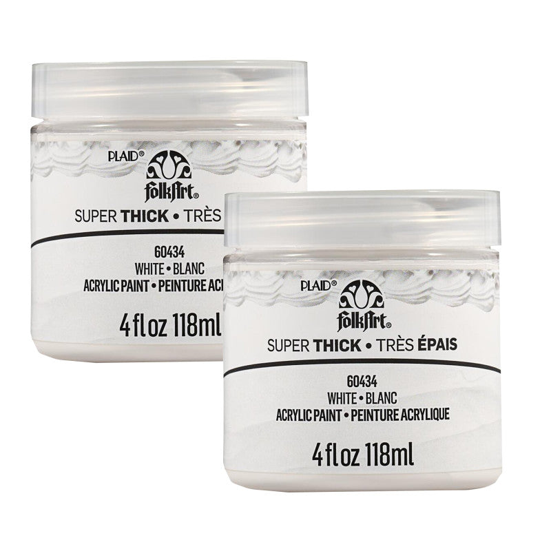 Super Thick Acrylic Paint, 4 oz, White, 2-Pack