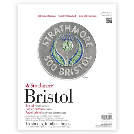 500 Series Bristol Paper Pad, 2-Ply, Vellum Finish, 15 Sheet, 11x14 inch, 1 Count