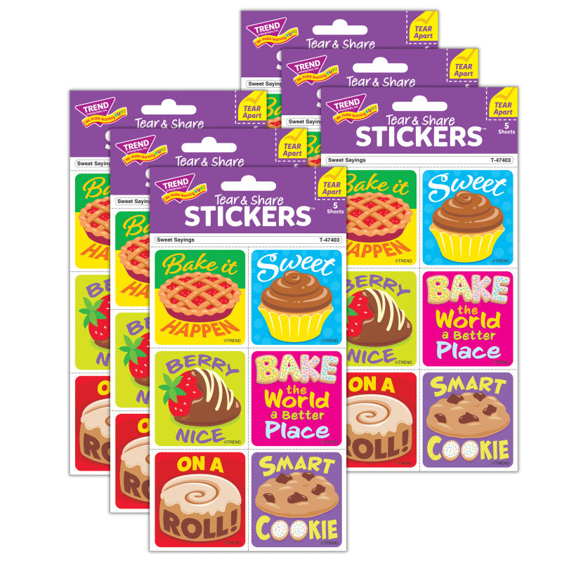 Sweet Sayings Tear & Share Stickers&reg;, 30 Per Pack, 6 Packs