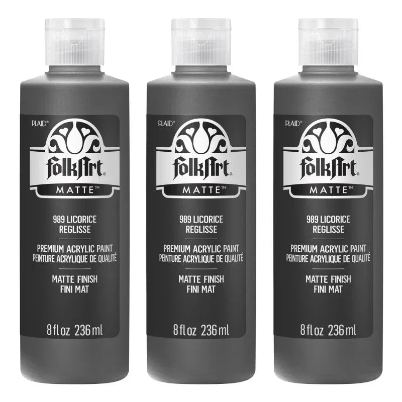 Acrylic Paint Matte, 8oz., Licorice, Pack of 3