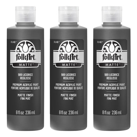 Acrylic Paint Matte, 8oz., Licorice, Pack of 3