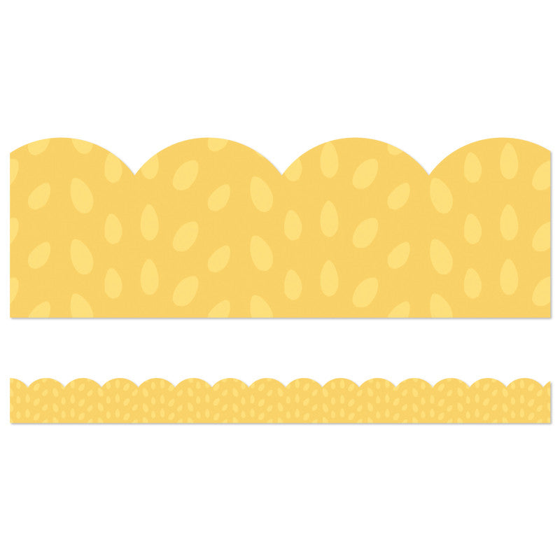 Grow Together Yellow with Painted Dots Scalloped Borders, 39 Feet
