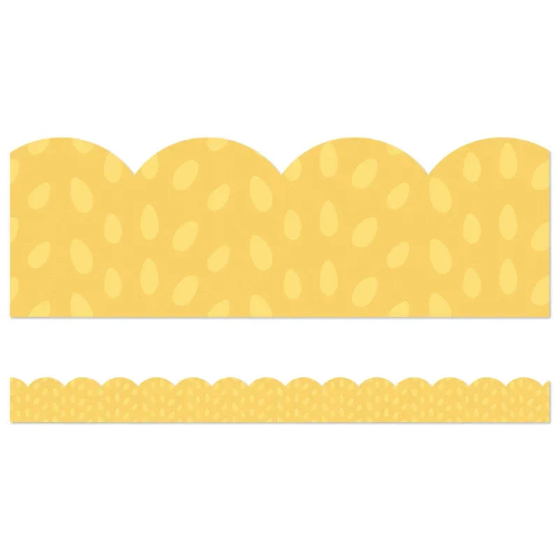 Grow Together Yellow with Painted Dots Scalloped Borders, 39 Feet