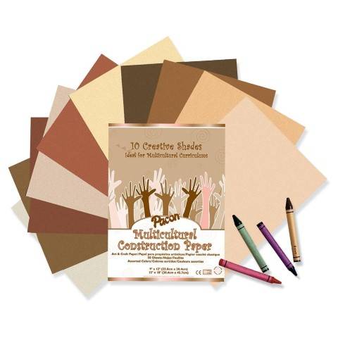 Prang "Shades of Me", (Multicultural) Construction Paper, 9" x 12", Assorted Colors, Pack of 50