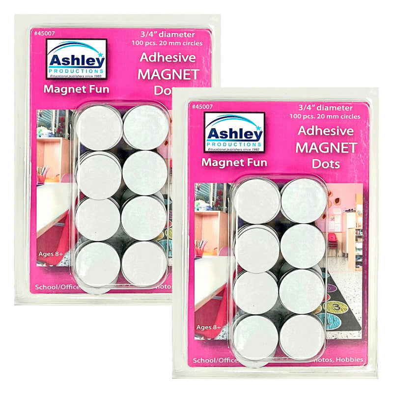 Magnetic Adhesive Dots, 3/4 in., 2 Packs, 100 Pieces Per Pack, Peel-and-Stick Magnetic Circles