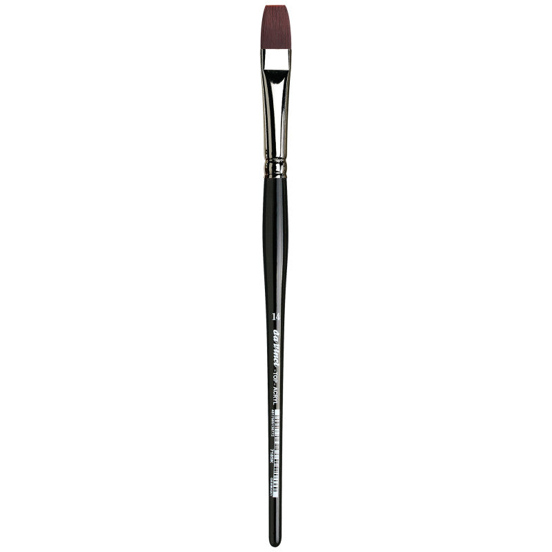 TOP-ACRYL Bright Red-Brown Brush, Synthetic, Acrylic & Oil, Flat, Series 7185K, Size 14