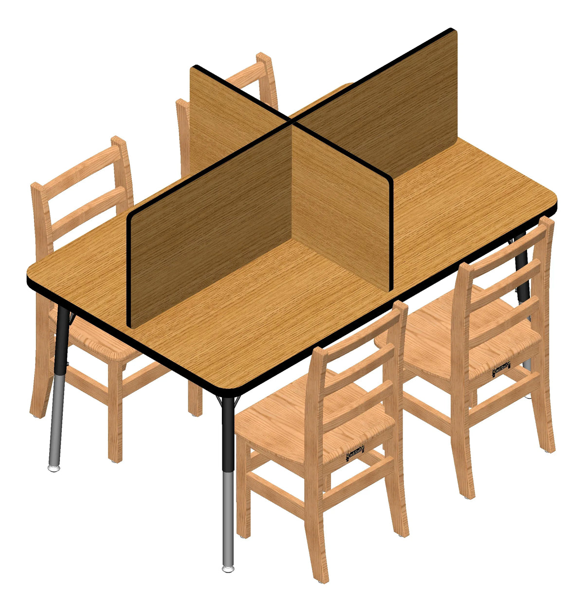 Berries® Study Carrel - 4 Carrels - Large - Oak/Black