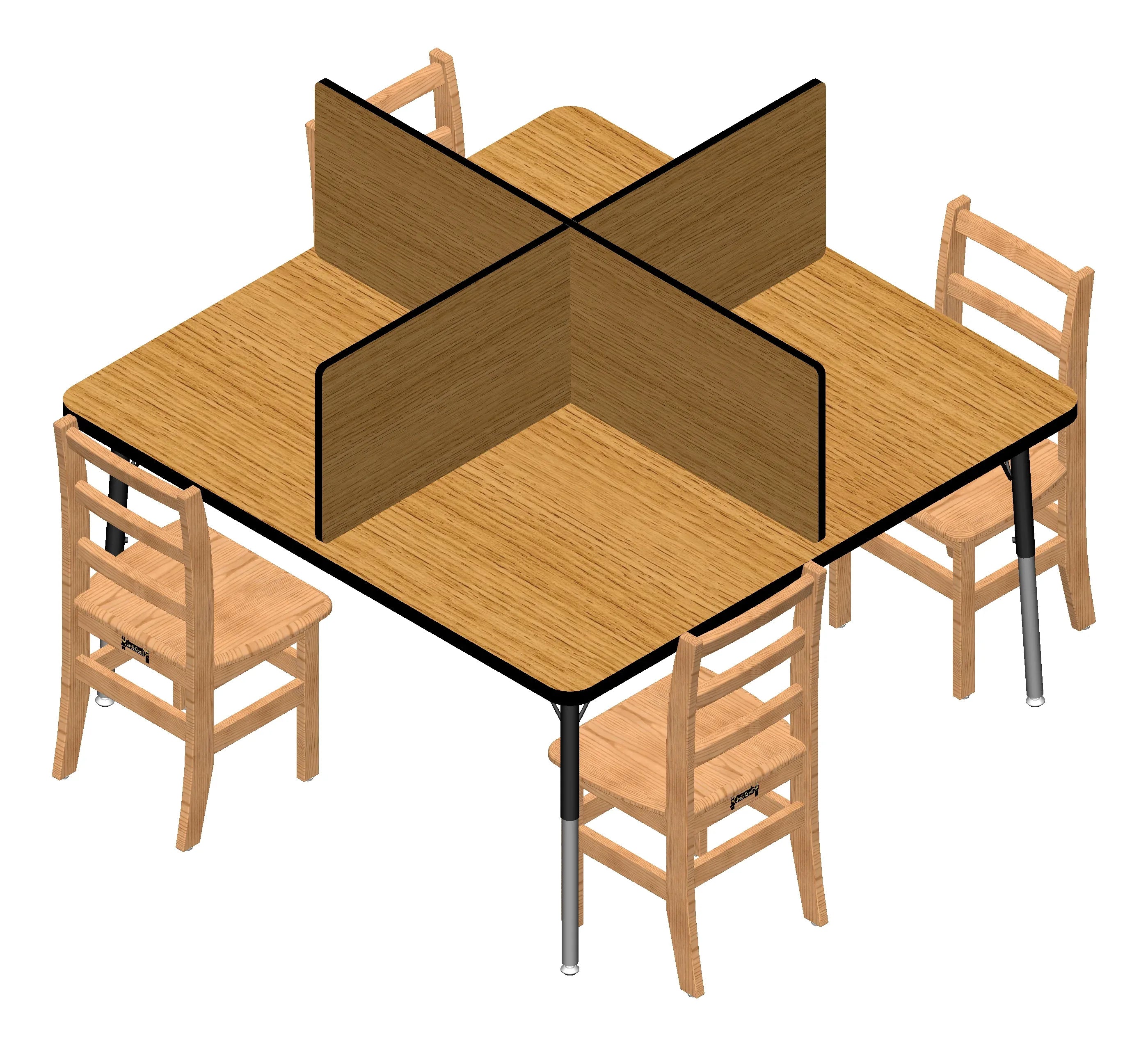 Berries® Study Carrel - 6 Carrels - Standard - Oak/Black