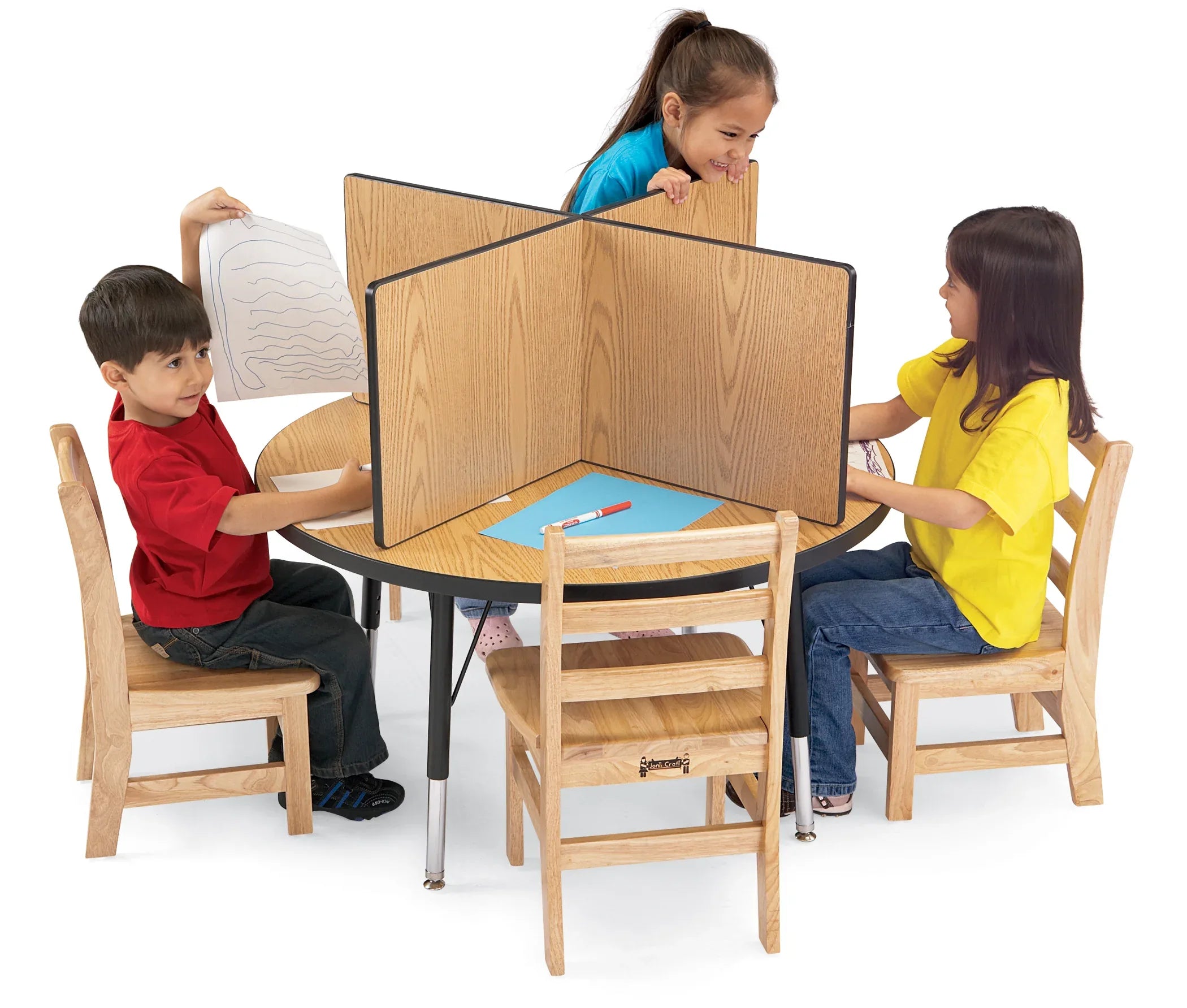 Berries® Study Carrel - 6 Carrels - Large - Oak/Black