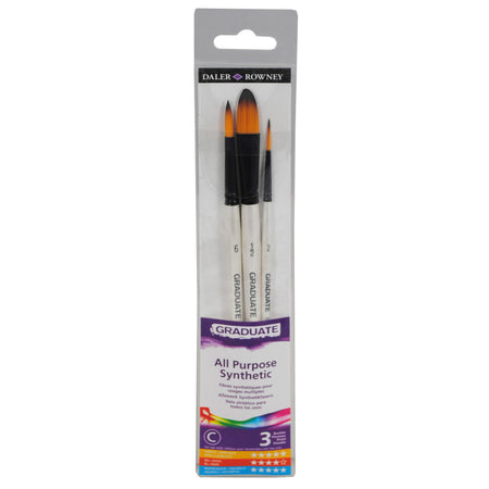 Graduate Watercolor Brush Set, Synthetic, 3 Pieces