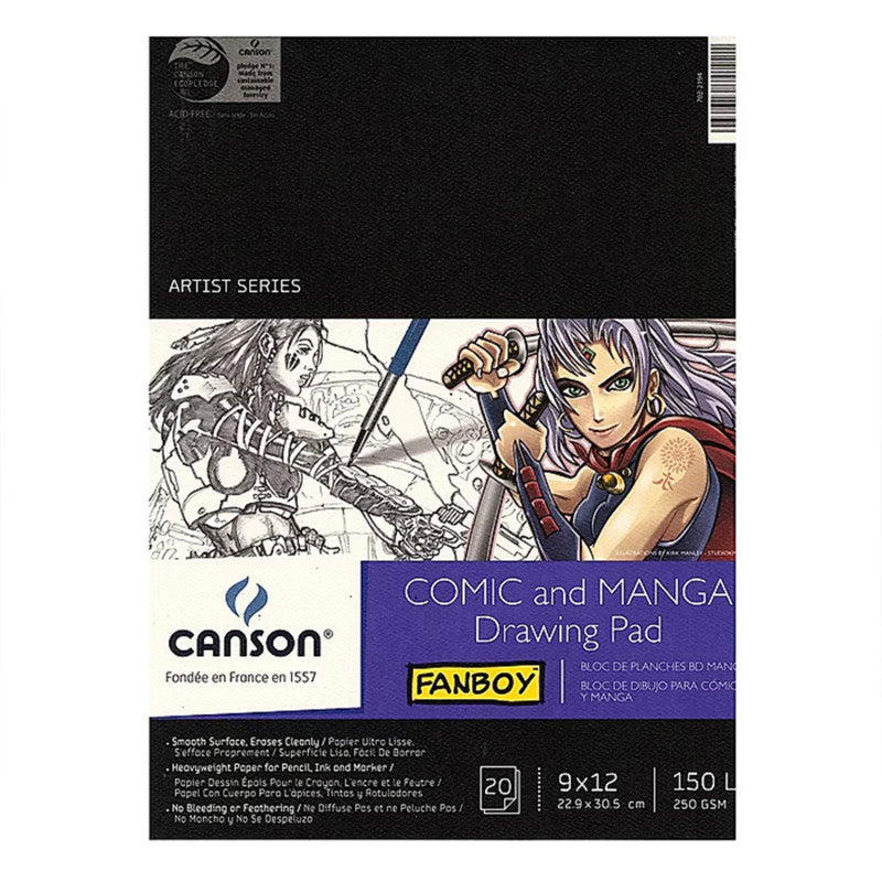 Comic & Manga Illustration Paper Pad, 150 lb/250 gsm, 20 Sheets, 9 x 12 in