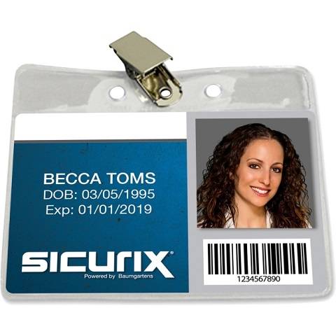 Horizontal Badge Holder With Clip - 2.5" X 3.5" - Vinyl - 50 / Pack - Clear