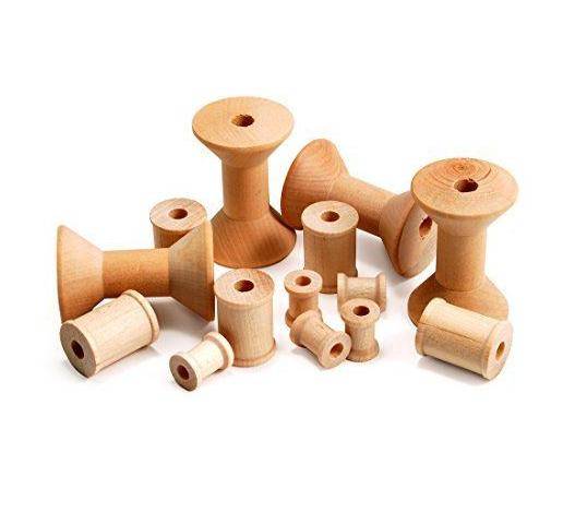 Hygloss Unfinished Wood Spools Natural Set of 72