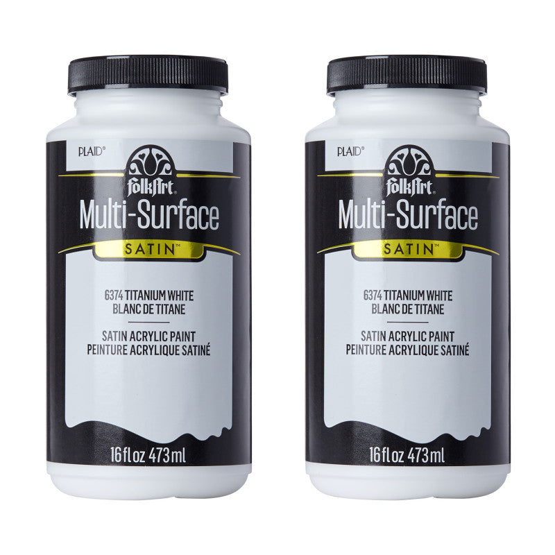Acrylic Paint Multi-Surface Satin, 16oz., Titanium White, Pack of 2