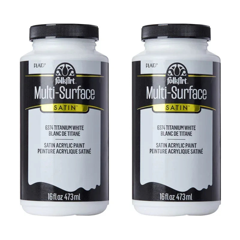 Acrylic Paint Multi-Surface Satin, 16oz., Titanium White, Pack of 2