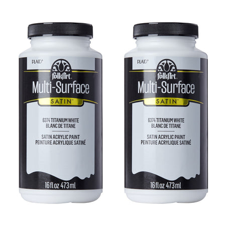Acrylic Paint Multi-Surface Satin, 16oz., Titanium White, Pack of 2