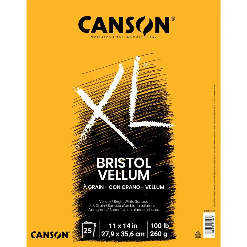 XL Series Bristol Pad, Vellum Finish, Foldover Binding, 25 Sheet, 11x14 inch, 1 Count