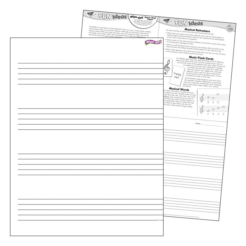 Music Staff Paper Wipe-OffÂ® Chart, 17" x 22"