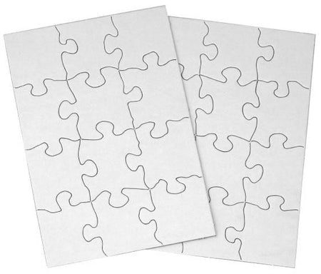 Compoz-A-Puzzle® Blank 12 Piece Puzzles, 5 1/2" x 8" Rectangle , White - 24/ Pkg.