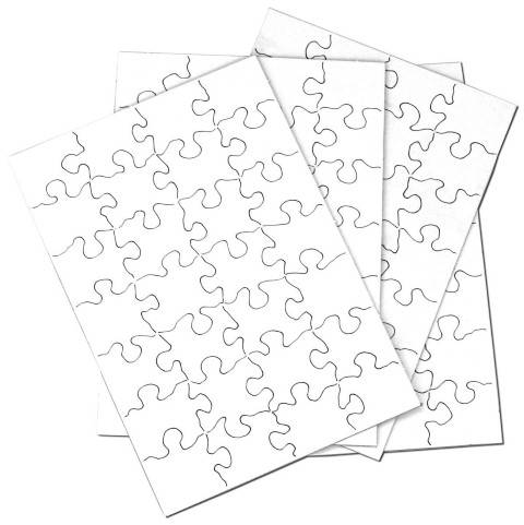 Compoz-A-Puzzle® Blank 28 Piece Puzzles, 5 1/2" x 8" Rectangle , White - 24/ Pkg.