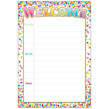 Smart Poly&reg; Chart Confetti Welcome, 13" x 19"