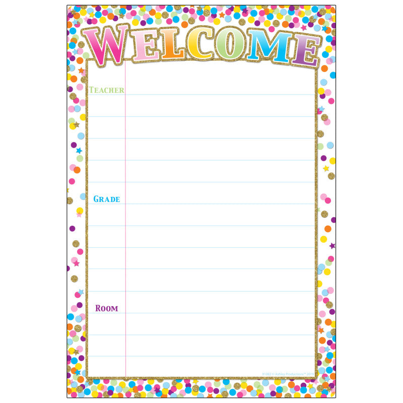 Smart Poly&reg; Chart Confetti Welcome, 13" x 19"