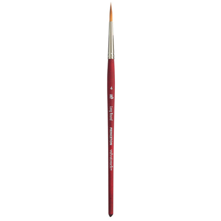 Velvetouch Long Round Brush, Synthetic Bristles, Short Handle Mixed Media Paintbrush, Scarlet, Size 4, 1 Count