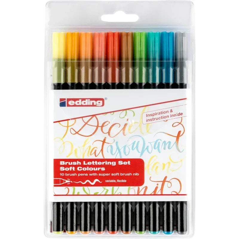 1340 Series Brush Pen Lettering Starter Set, Assorted Soft Colors, Set of 10