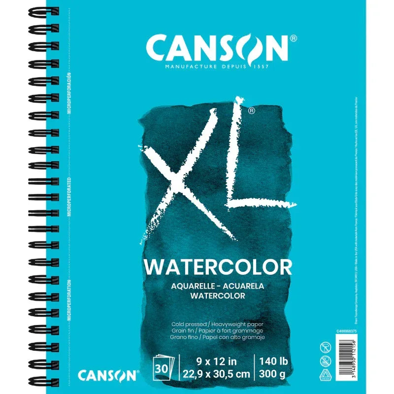 XL Series Watercolor Pad, Heavyweight White Paper, Side Wire Binding, 30 Sheets, 9x12 inch, 1 Count