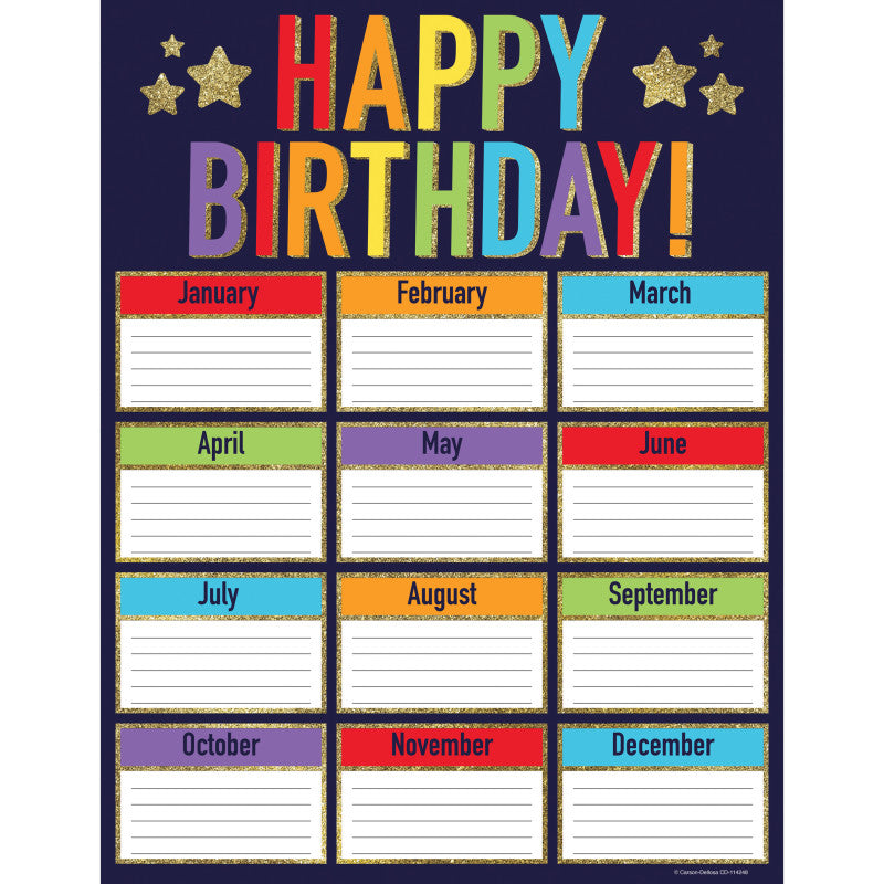 Sparkle + Shine Glitter Birthday Chart