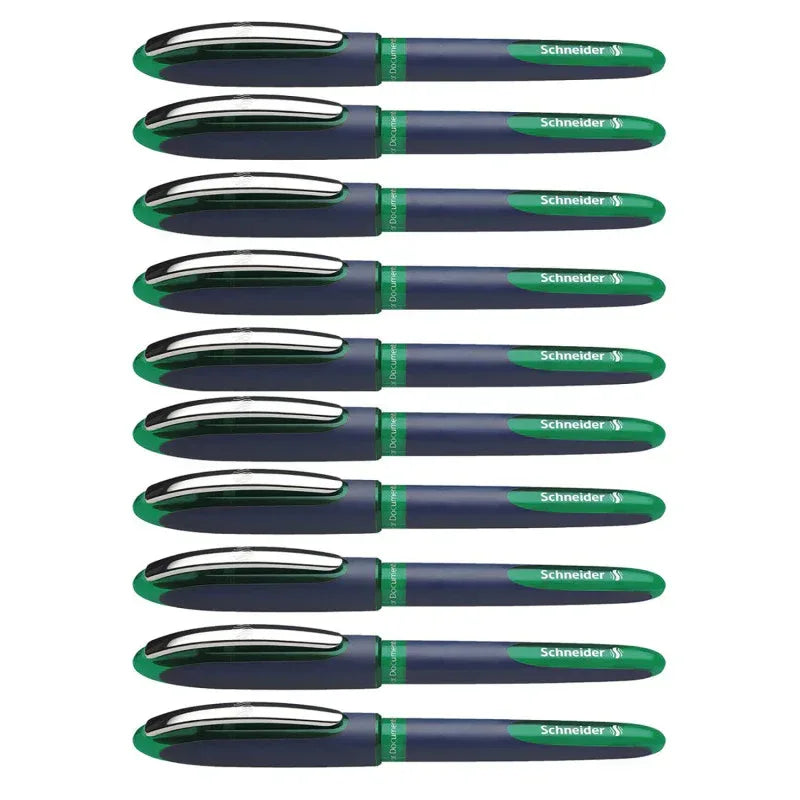 One Business Rollerball Pens, 0.6mm, Green, Pack of 10