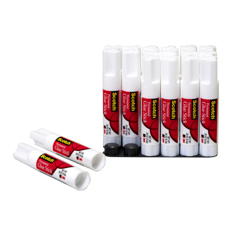 Permanent Glue Stick, White, .28 oz, 2 Per Pack, 6 Packs