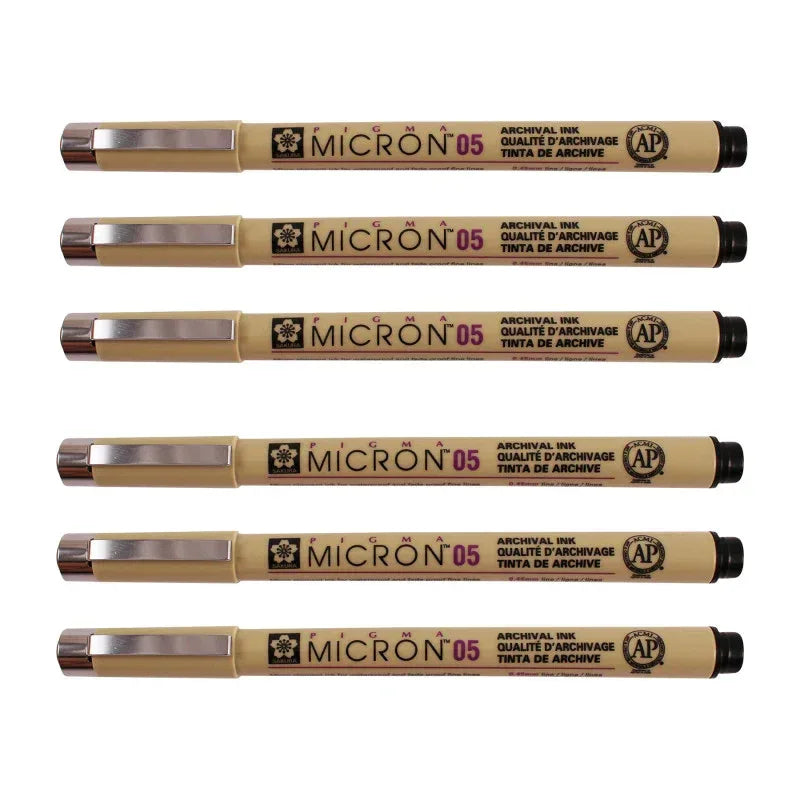 Pigma Micron Pen, Black, 0.45mm Size 05, Pack of 6