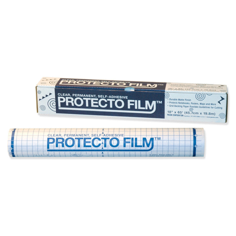 Protecto Film&trade;, Clear, Non-Glare Plastic, Dispenser Box Included, 18" x 65', 1 Roll