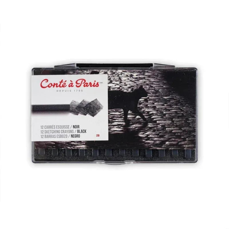 Carrés Esquisse Sketching Pastel Crayons, Black 2B, Set of 12