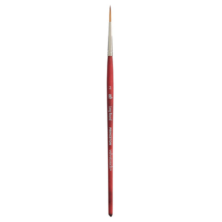 Velvetouch Long Round Brush, Synthetic Bristles, Short Handle Mixed Media Paintbrush, Scarlet, Size 2, 1 Count