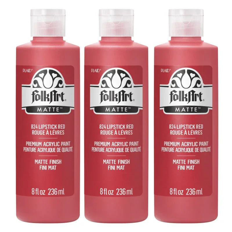 Acrylic Paint Matte, 8oz., Lipstick Red, Pack of 3