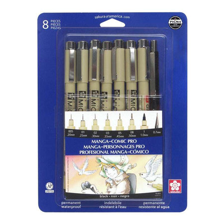 Pigma Manga Comic Pro Drawing Kit, 8-Piece Set