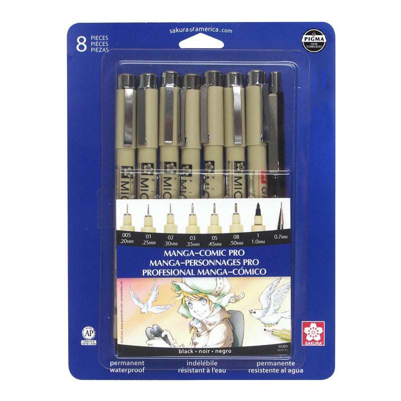 Pigma Manga Comic Pro Drawing Kit, 8-Piece Set
