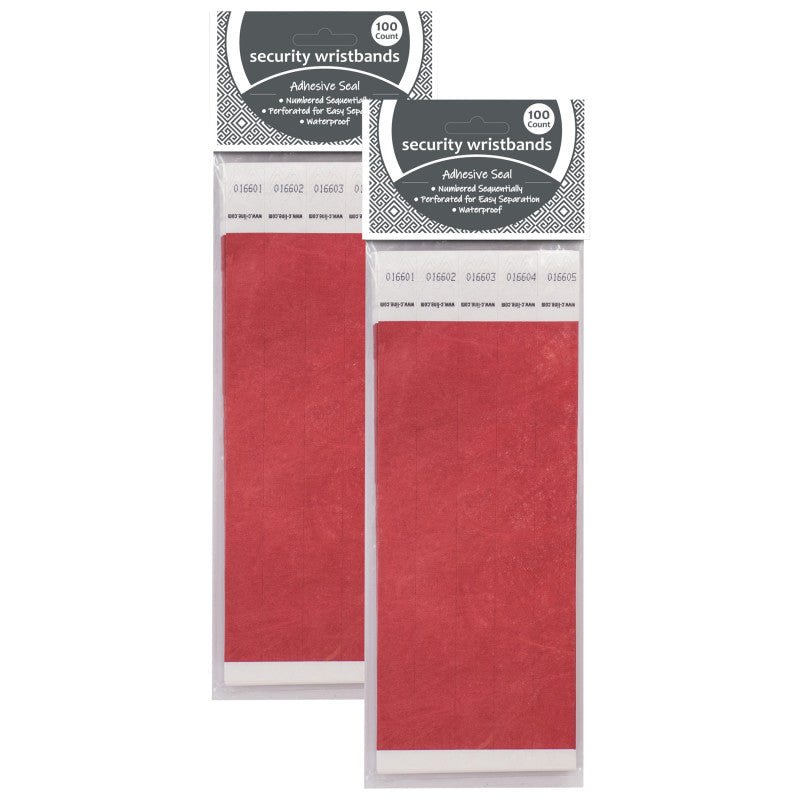 DuPont&trade; Tyvek&reg; Security Wristbands, Red, 100 Per Pack, 2 Packs