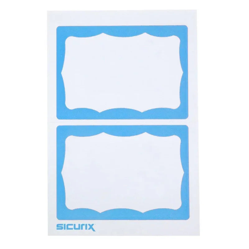 Adhesive Badges, Blue Border, Pack of 100