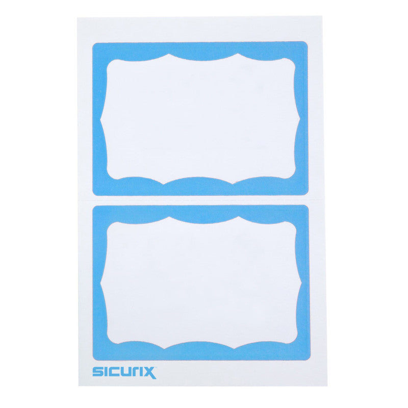 Adhesive Badges, Blue Border, Pack of 100