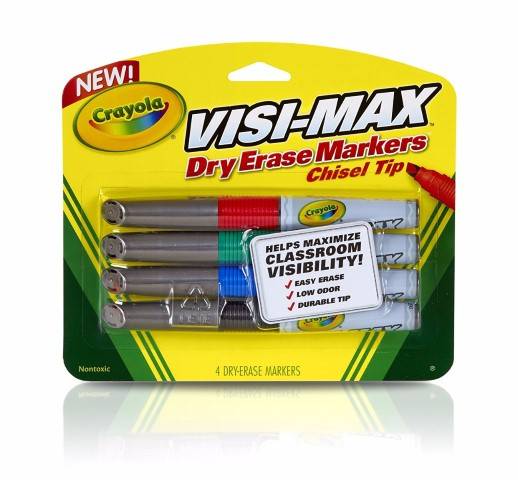 Crayola Dry Erase Markers (4 Count), Chisel Tip Visimax BL - 98-8902