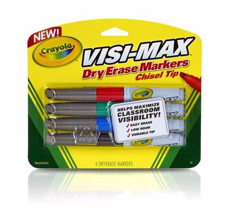 Crayola Dry Erase Markers (4 Count), Chisel Tip Visimax BL - 98-8902