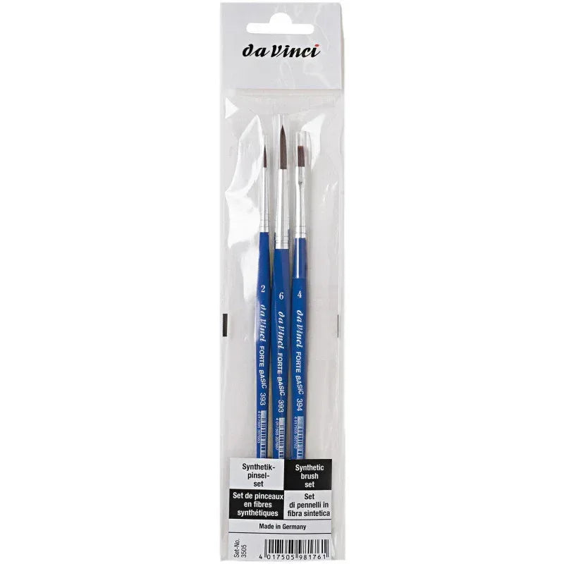 FORTE Basic Student Brush, Synthetic, Acrylic, Assorted, 3 Brush Set
